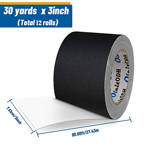 3 Inch Black Gaffers Tape 12 Roll Bulk Pack