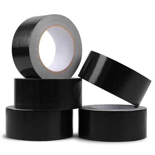 5-Pack Duct Tape Heavy Duty 2inx30yd No Residue Weatherproof Black