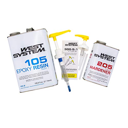WEST SYSTEM 105B Resin with 205B Hardener and 300 Mini Pumps 3-Pack