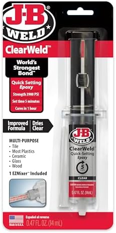 J-B Weld ClearWeld 14mL with EZMixer - Clear Quick-Setting Multipurpose Epoxy