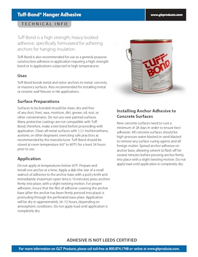 Professional Tuff-Bond Insulation Hanger Adhesive Easy to Use in Harsh Conditions