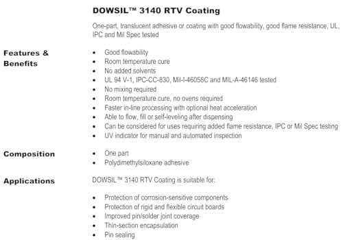 Dow Dowasil 3140 Silicone Adhesive Sealant Tube 100ml 338 Oz