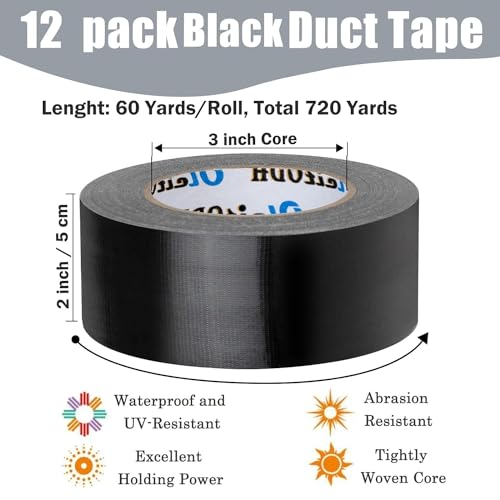 Oleitodh Silver Heavy Duty Duct Tape Bulk 12 Pack Waterproof Tearable Durable