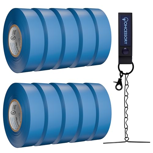 Professional Grade Vinyl Blue Electrical Tape with Easy-to-Use Holder Chain