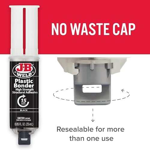 J-B Weld 25ml Plastic Bonder Black Adhesive for Strong Repairs