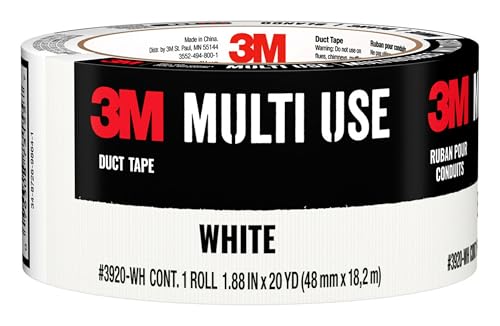 3M White Duct Tape 1 Roll 188x20Yds Multi-Surface Ergonomic Design Strong Adhesive