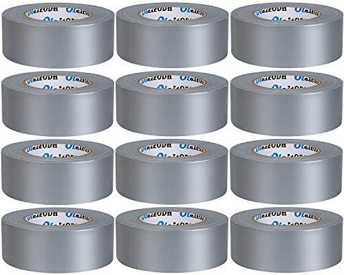 Oleitodh Silver Heavy Duty Duct Tape Bulk 12 Pack Waterproof Tearable Durable