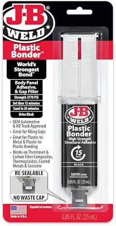 J-B Weld 25ml Plastic Bonder Black Adhesive for Strong Repairs