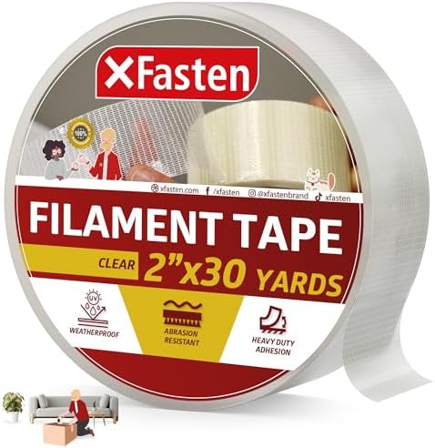 XFasten Filament Duct Tape 2 in x 30 yd Transparent Fiberglass Reinforced