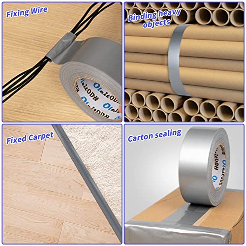 Oleitodh Silver Heavy Duty Duct Tape Bulk 12 Pack Waterproof Tearable Durable