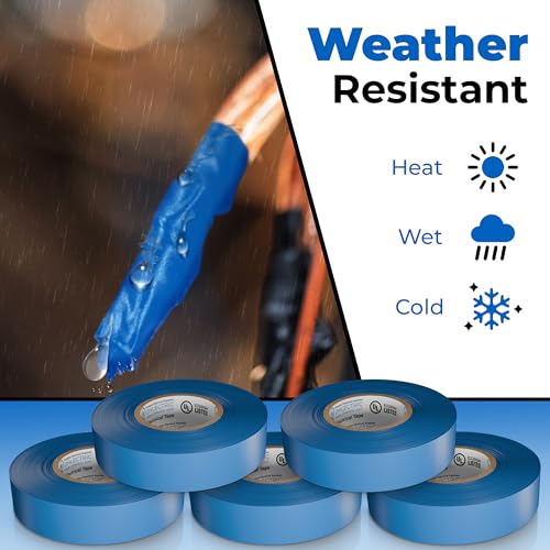 Professional Grade Vinyl Blue Electrical Tape with Easy-to-Use Holder Chain