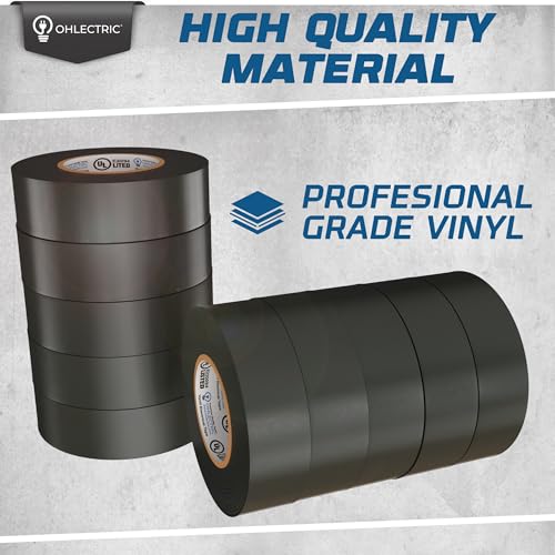 OHLECTRIC 200 Rolls Electrical Tape Heat Weather Resistant - Black