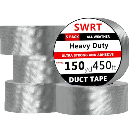 5-Pack Silver Duct Tape Strong Adhesive All Weather Sealed Padded