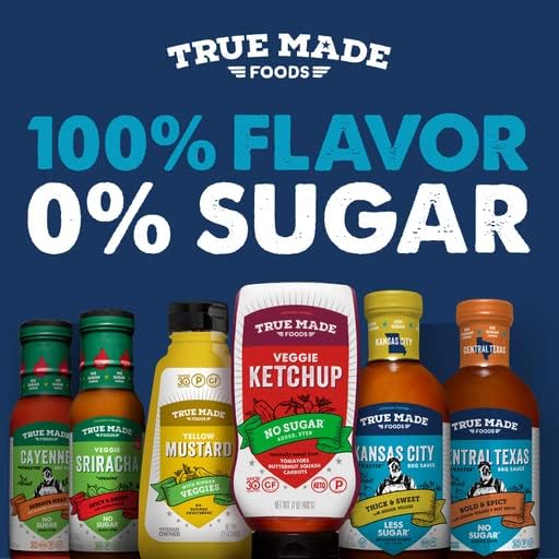 True Made Foods No Sugar Added Ketchup 17oz 2 Pack Condiment Squeeze Bottles