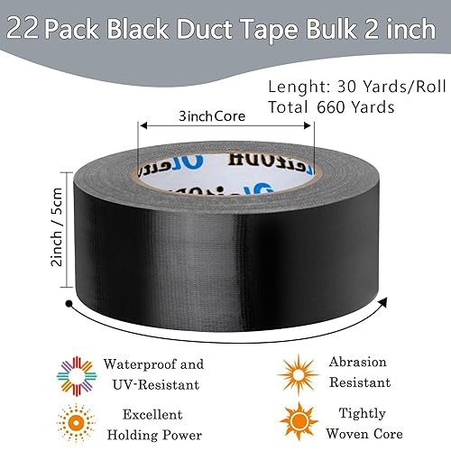 Oleitodh 22-Pack of 2 Inch Duct Tape Heavy Duty Water-Resistant