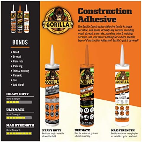 Gorilla Heavy Duty Construction Adhesive 25oz Squeeze Tube