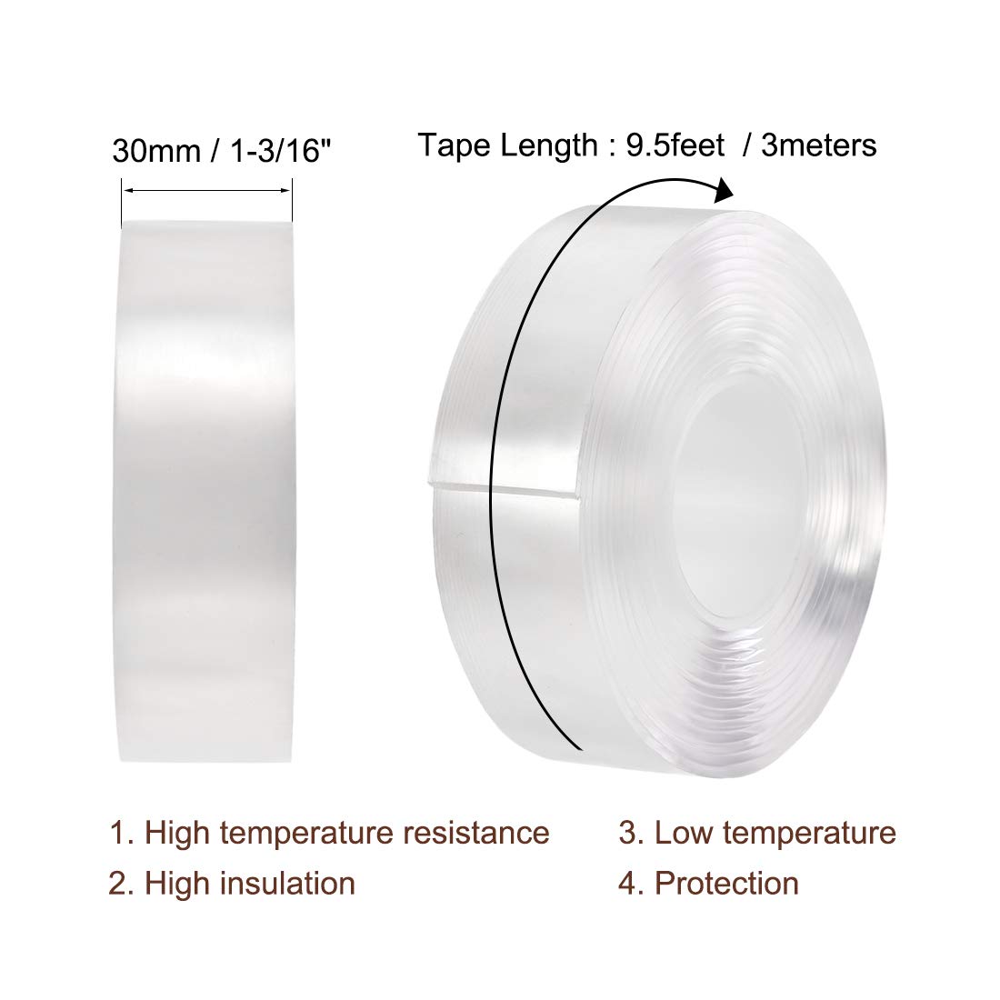 Uxcell 1-316 Inch x 95 Ft Heat Resistant Acrylic Double Sided Tape