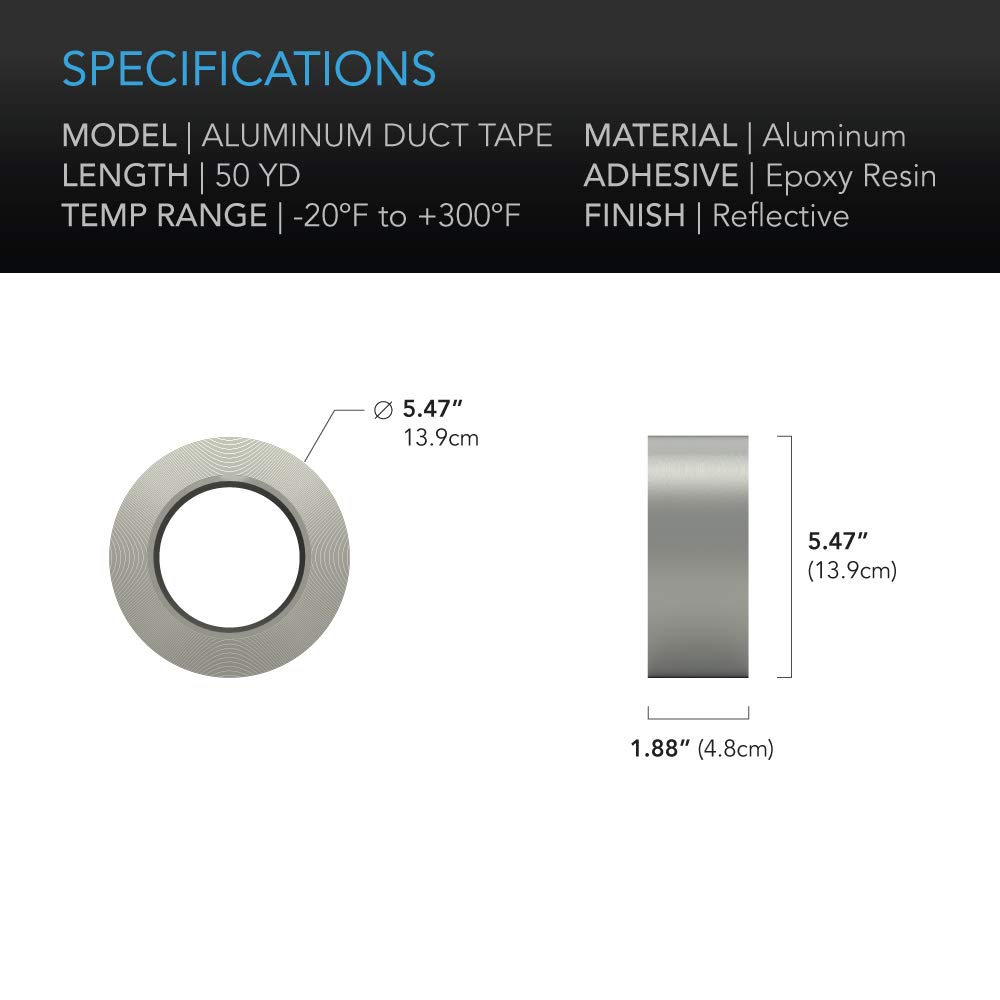 AC Infinity Aluminum Duct Tape Professional Heavy-Duty HVAC Foil Tape