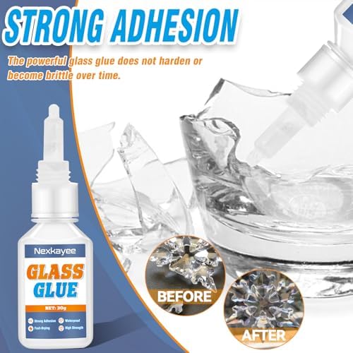 Nexkayee Glass Glue - Super Strong Adhesive for Glass Acrylic and More