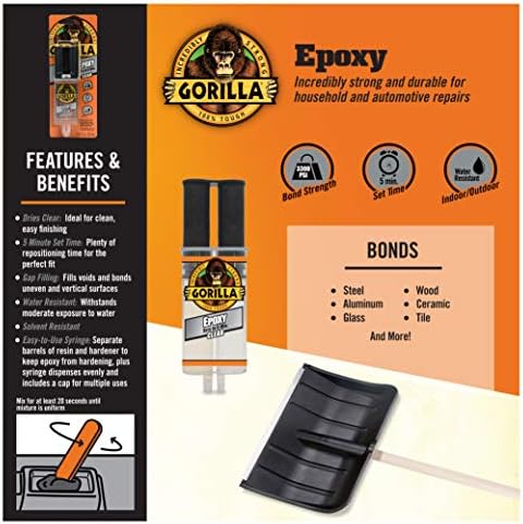 Gorilla 2 Part Epoxy 5 Min Set Clear Syringe Industrial Use