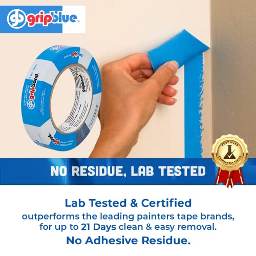 Secure Blue Masking Tape with 36 Rolls of Precision 1-inch Wide Durable