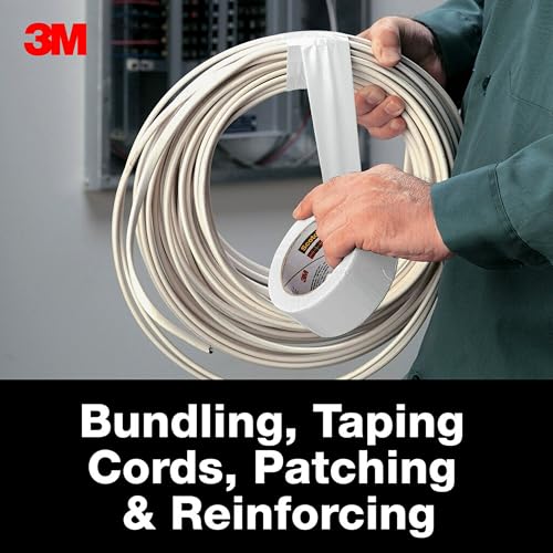 3M White Duct Tape 1 Roll 188x20Yds Multi-Surface Ergonomic Design Strong Adhesive