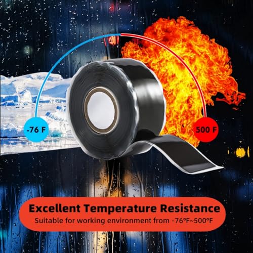 Self-Fusing Silicone Tape Black 15 x 36 - Waterproof Heat-Resistant