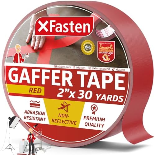 XFasten Red Gaffers Tape - Easy to Use Durable