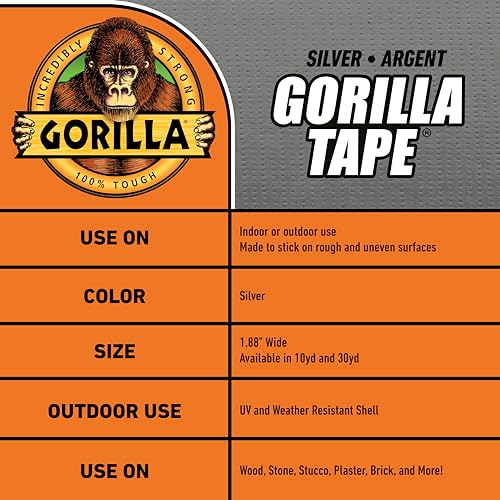 Gorilla Tape Duct Utility Tapes 188in x 30yd Pack of 1