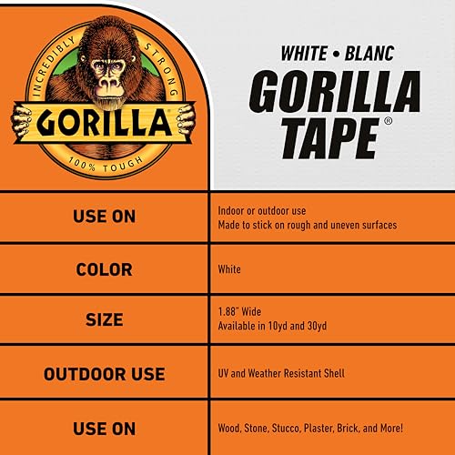 Gorilla Duct Tape White 30 yd roll Pack of 2