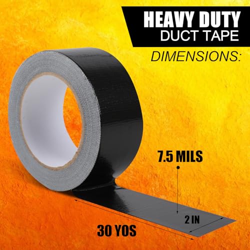 5-Pack Duct Tape Heavy Duty 2inx30yd No Residue Weatherproof Black