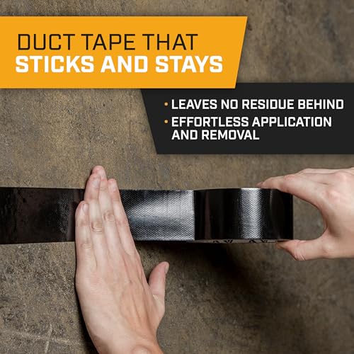 Lockport 2in x 60yd Black Duct Tape Heavy Duty Waterproof No Residue