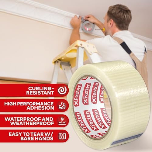XFasten Filament Duct Tape 2 in x 30 yd Transparent Fiberglass Reinforced
