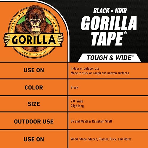 Gorilla Tough Wide Duct Tape 288 x 25yd Black