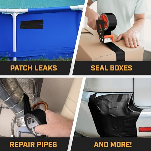 Lockport 2in x 60yd Black Duct Tape Heavy Duty Waterproof No Residue