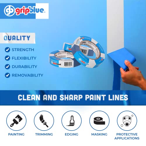 Secure Blue Masking Tape with 36 Rolls of Precision 1-inch Wide Durable