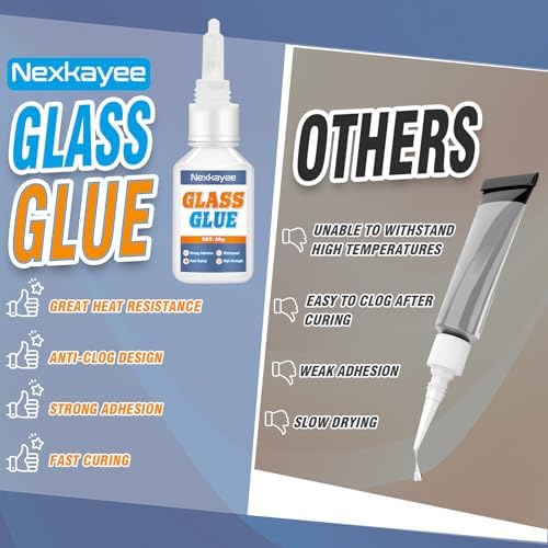 Nexkayee Glass Glue - Super Strong Adhesive for Glass Acrylic and More