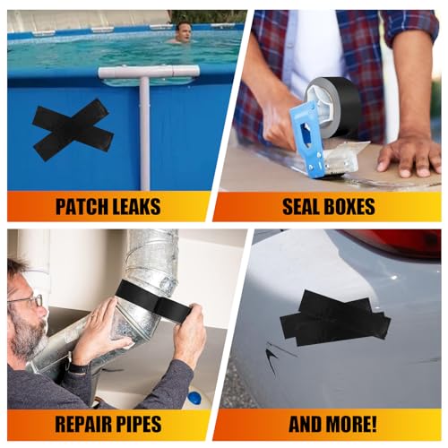 5-Pack Duct Tape Heavy Duty 2inx30yd No Residue Weatherproof Black