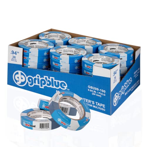 Secure Blue Masking Tape with 36 Rolls of Precision 1-inch Wide Durable