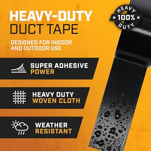 Lockport 2in x 60yd Black Duct Tape Heavy Duty Waterproof No Residue
