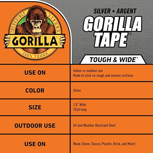 Gorilla Tough Wide Duct Tape 288 x 25yd Silver