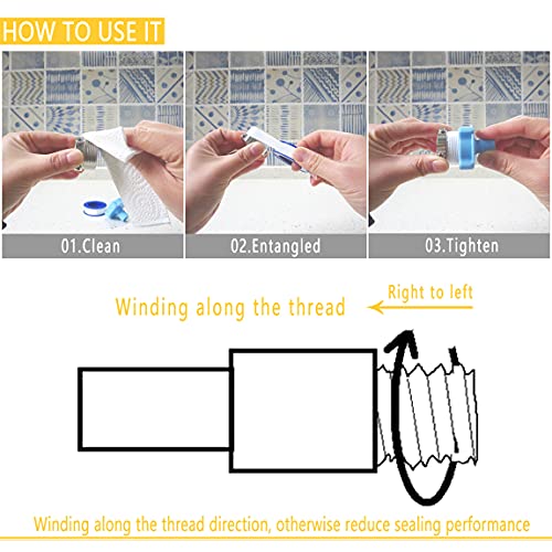 VOTMELL8 Rolls Teflon Tape 12 Inch x 520 Inches White