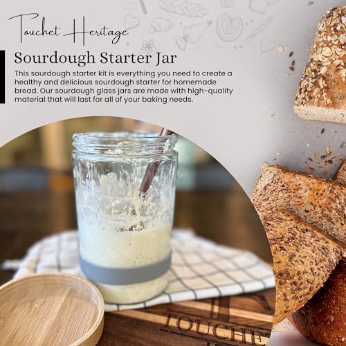 Sourdough Starter Jar with Bamboo Lid Durable Glass for Fermenting Sourdough