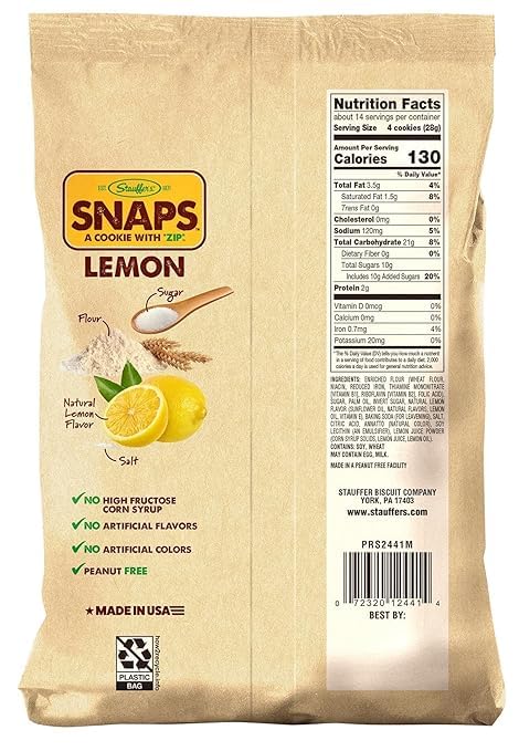 Stauffers Original Recipe Lemon Snaps 14 oz Bags 3 or 4 bags