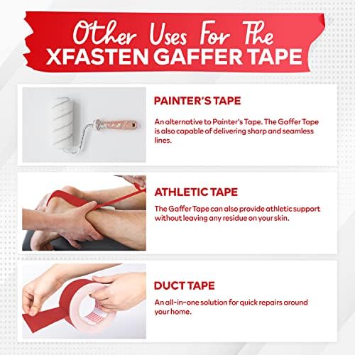 XFasten Red Gaffers Tape - Easy to Use Durable