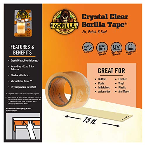 Gorilla Crystal Clear Duct Tape 188 x 5 yd Pack of 1