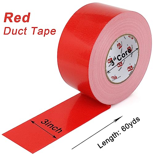 BOMEI PACK 3-Inch Red Duct Tape Industrial-Strength Waterproof and Durable
