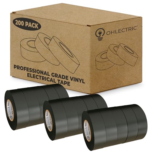 OHLECTRIC 200 Rolls Electrical Tape Heat Weather Resistant - Black