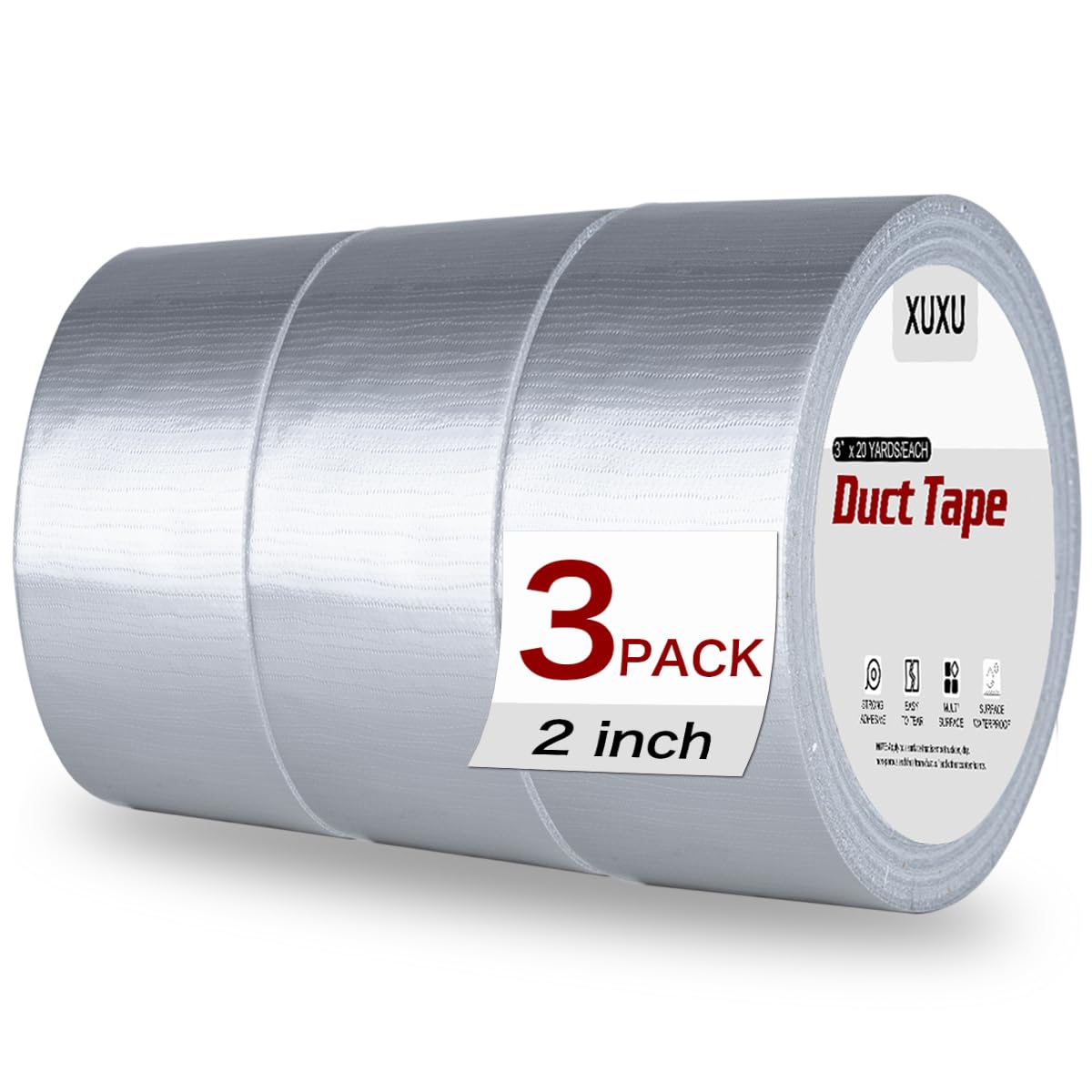 XUXU 3-Pack Duct Tape Waterproof Durable for All Jobs