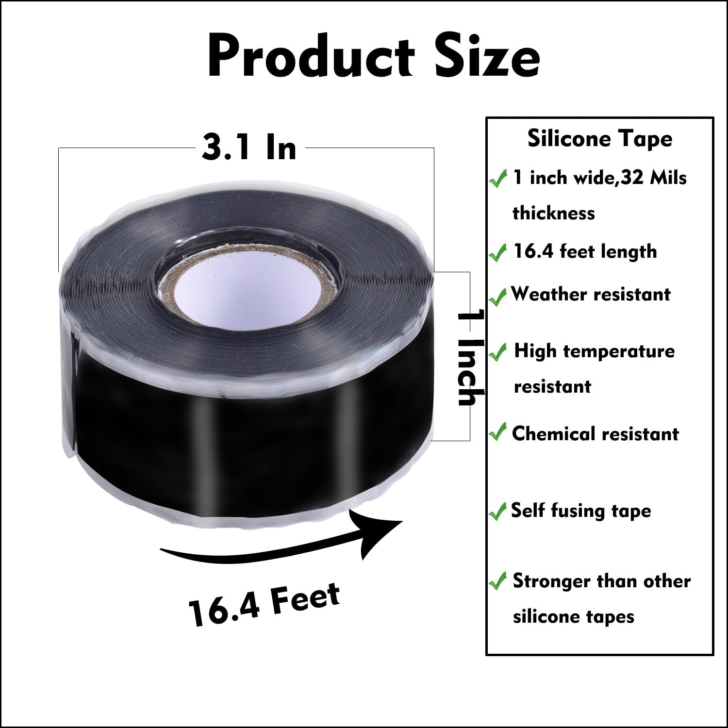 PackYard Waterproof Silicone Tape Durable Self-Fusing 1 in x 164